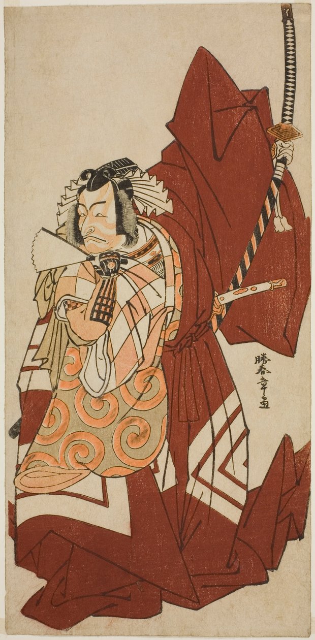 الممثل Ichikawa Danjuro V في دور Hannya no Goro في مسرحية Sugata no Hana Yuki no Kuronushi ، تم تقديمه في مسرح ناكامورا في الشهر الحادي عشر ، 1776 بواسطة كاتسوكاوا شونشو