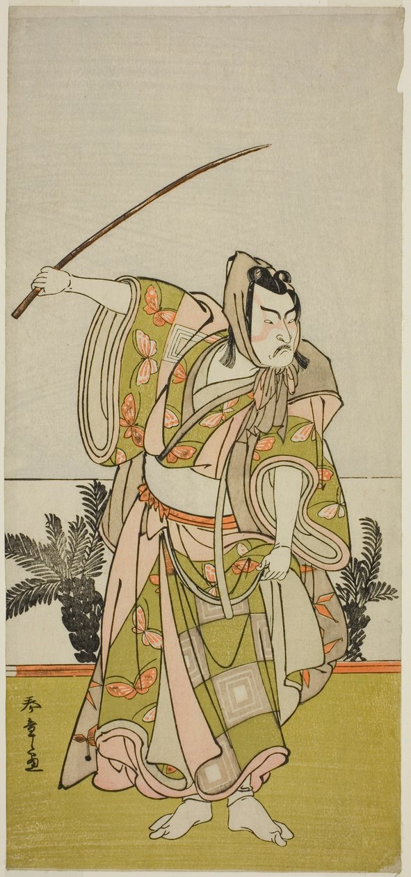 الممثل Ichikawa Danzo IV في دور Soga no Goro Tokimune في مسرحية Chigo Suzuri Aoyagi Soga ، تم تقديمه في مسرح ناكامورا في الشهر الأول ، 1777 بواسطة كاتسوكاوا شونشو