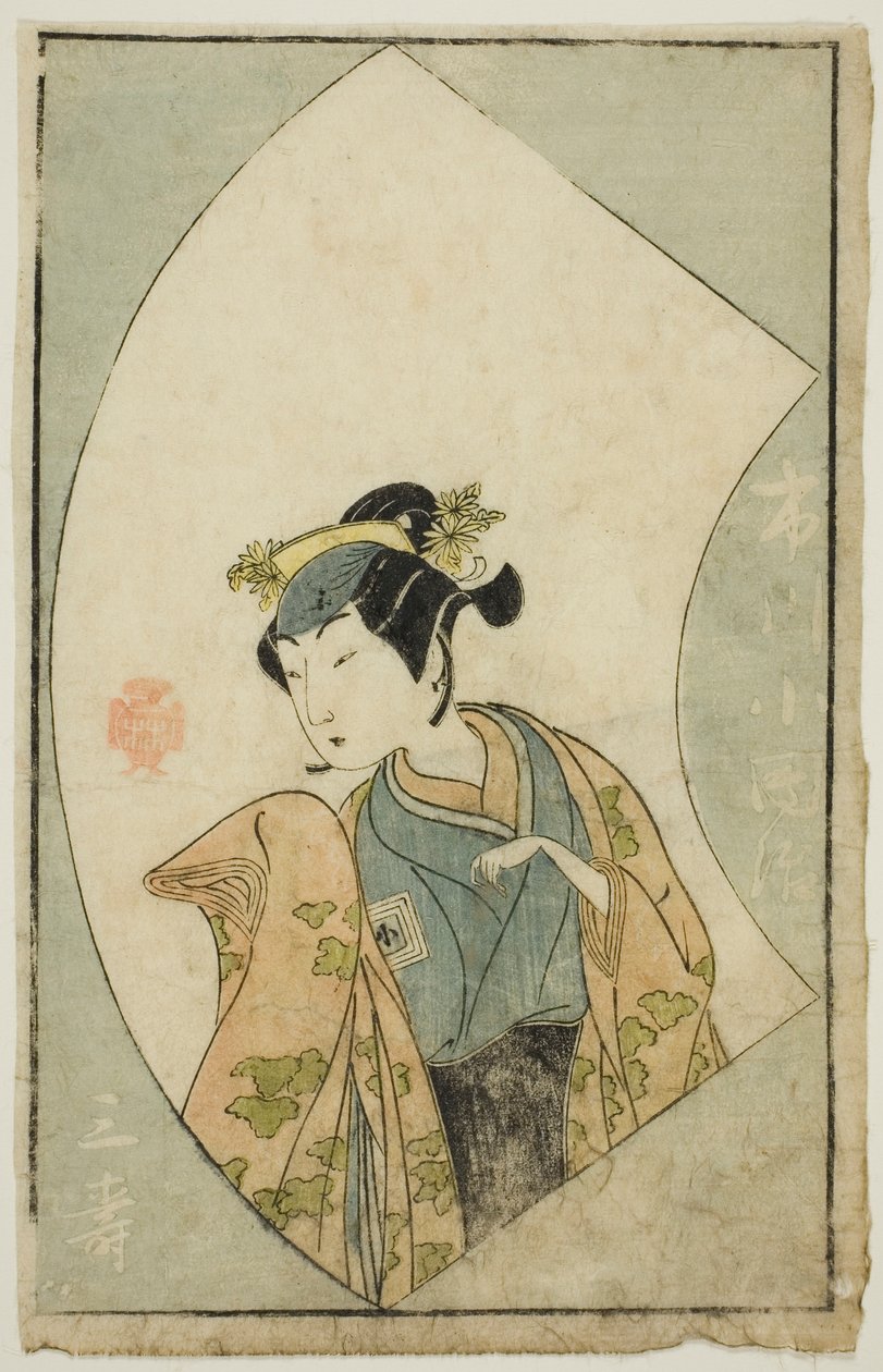 الممثل Ichikawa Kodanji II ، من "A Picture Book of Stage Fans (Ehon Butai Ogi)" بواسطة كاتسوكاوا شونشو