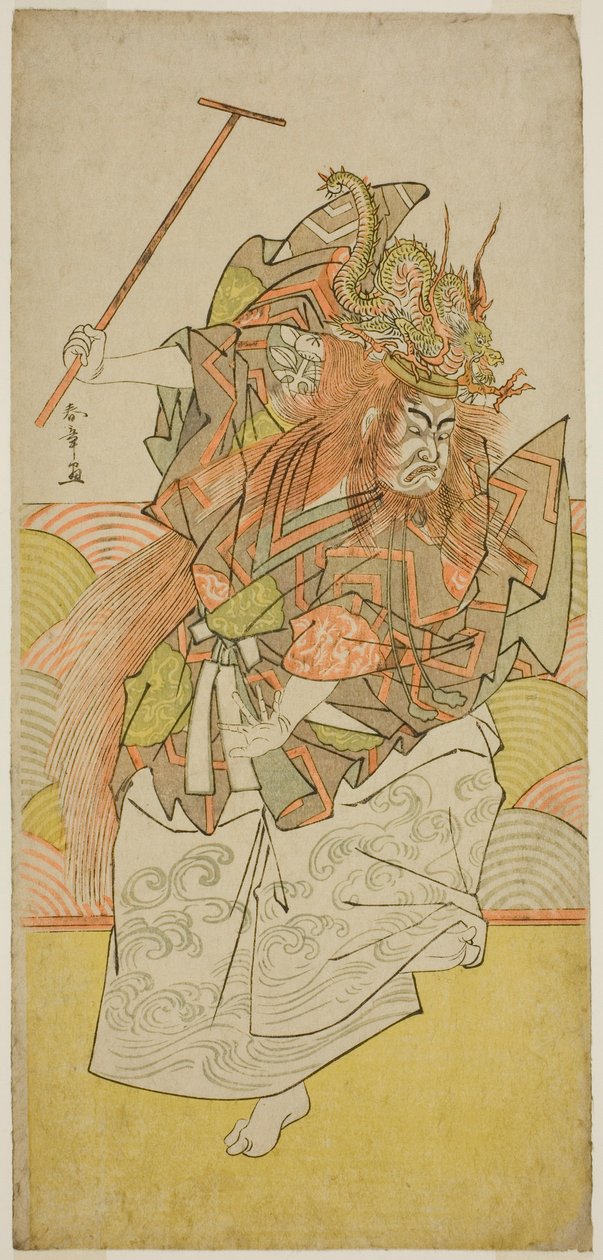 الممثل Ichimura Uzaemon IX باعتباره تجسيدًا لملك التنين في مسرحية Saki Masuya Ume على Kachidoki ، تم تقديمه في مسرح Ichimura في الشهر الحادي عشر ، 1778 بواسطة كاتسوكاوا شونشو
