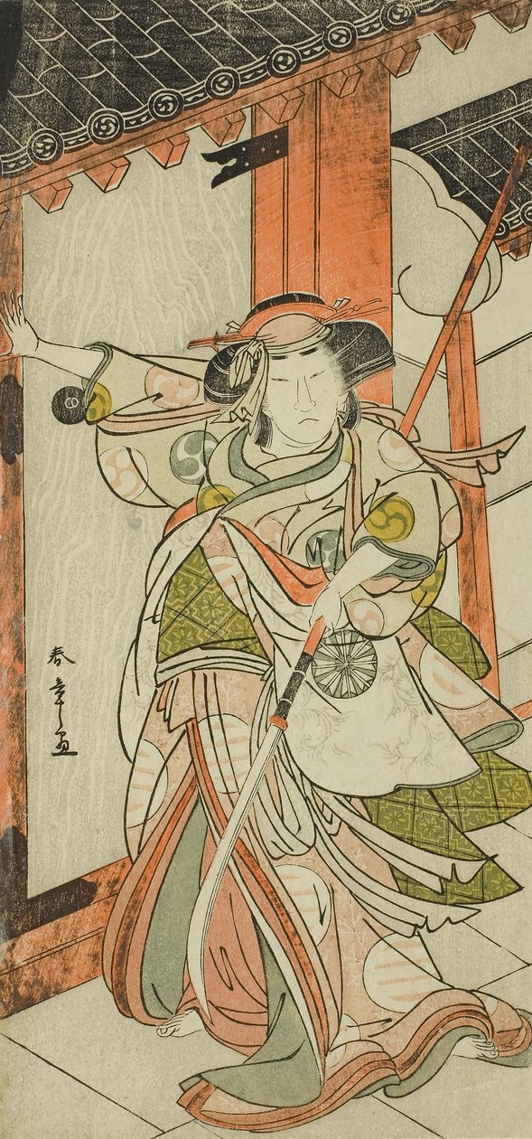 الممثل ناكامورا توميجورو الأول في دور Hangaku Gozen يكسر البوابة في مسرحية Wada-gassen Onna Maizuru (The Wada Conflict: A Woman