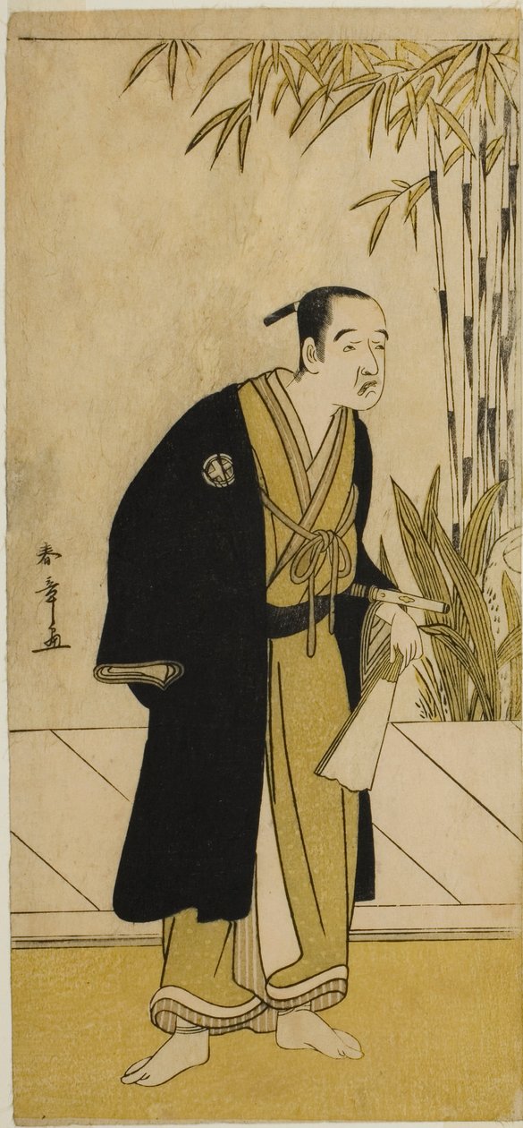 الممثل Otani Tomoemon I بدور Kajino Choan (؟) في مسرحية Hono Nitta Daimyojin (؟) ، تم أداؤه في مسرح موريتا (؟) في الشهر السابع ، 1777 بواسطة كاتسوكاوا شونشو