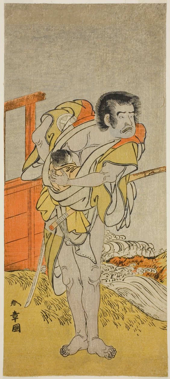 Otani Tomoemon I بدور Kasahari Hokkyo في مسرحية Kazoe Uta Ta Ue Soga ، تم عرضها في مسرح ناكامورا في الشهر الأول من بواسطة كاتسوكاوا شونشو