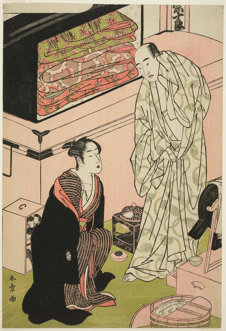 الممثل Sawamura Sojuro III (يمين) ، في محادثة مع الممثل Segawa Kikunojo III (يسار) بواسطة كاتسوكاوا شونشو
