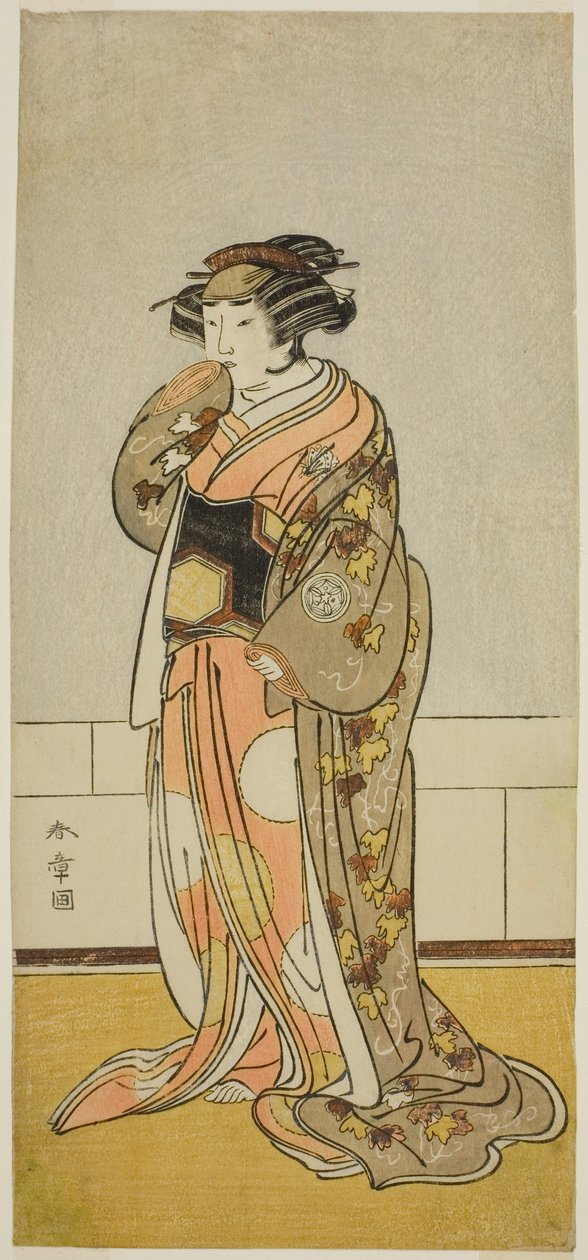 الممثل Yamashita Kinsaku II بدور Lady Kikusui (Kikusui Gozen) (؟) في مسرحية Kaeribana Eiyu Taiheiki (؟) ، تم أداؤها في مسرح ناكامورا (؟) في الشهر الحادي عشر ، 1779 (؟) بواسطة كاتسوكاوا شونشو
