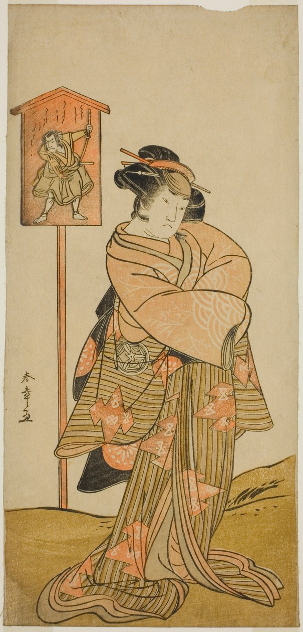 Yamashita Kinsaku II بدور Lady Manko (Manko Gozen) في مسرحية Hatsumombi Kuruwa Soga (؟) ، تم عرضها في مسرح ناكامورا في الشهر الأول ، 1780 (؟) بواسطة كاتسوكاوا شونشو