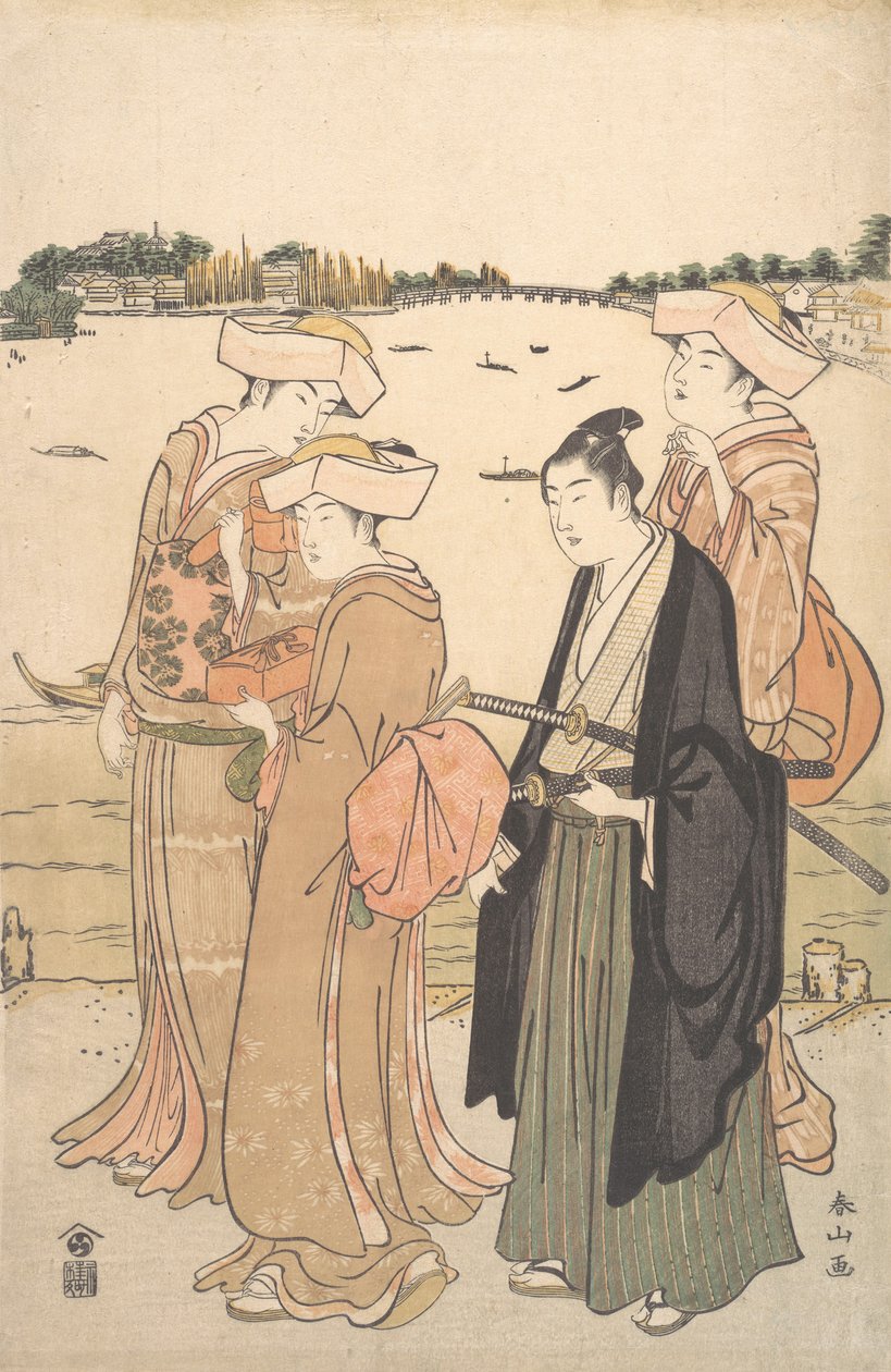 ساموراي شاب وثلاث نساء ، كاليفورنيا. 1789. بواسطة كاتسوكاوا شونزان