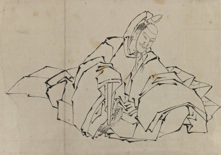 رسم النبلاء الجالسين في زي كامل بواسطة كاتسوشيكا هوكوساي