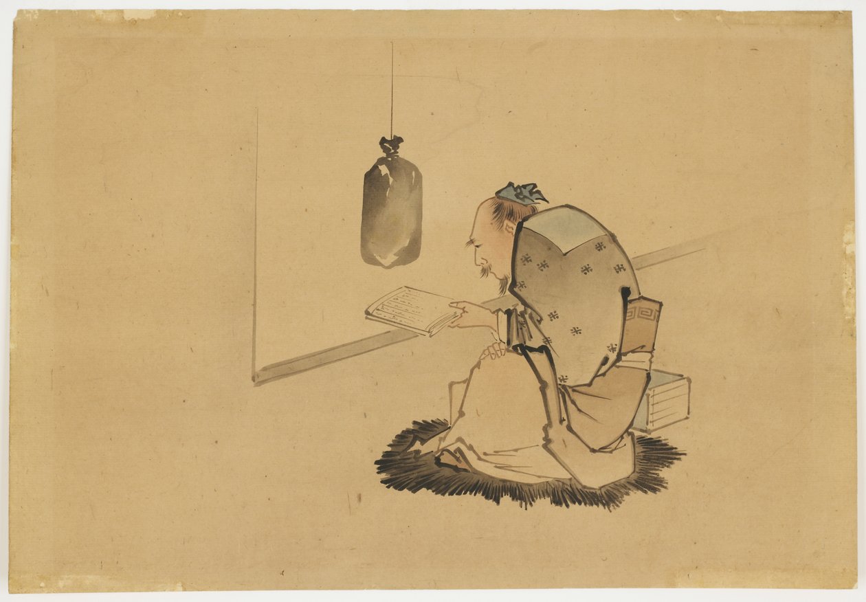 الباحث العلمي من خلال النافذة ، حوالي عام 1850 (حبر ولون على ورق) بواسطة كاتسوشيكا (مدرسة) هوكوساي