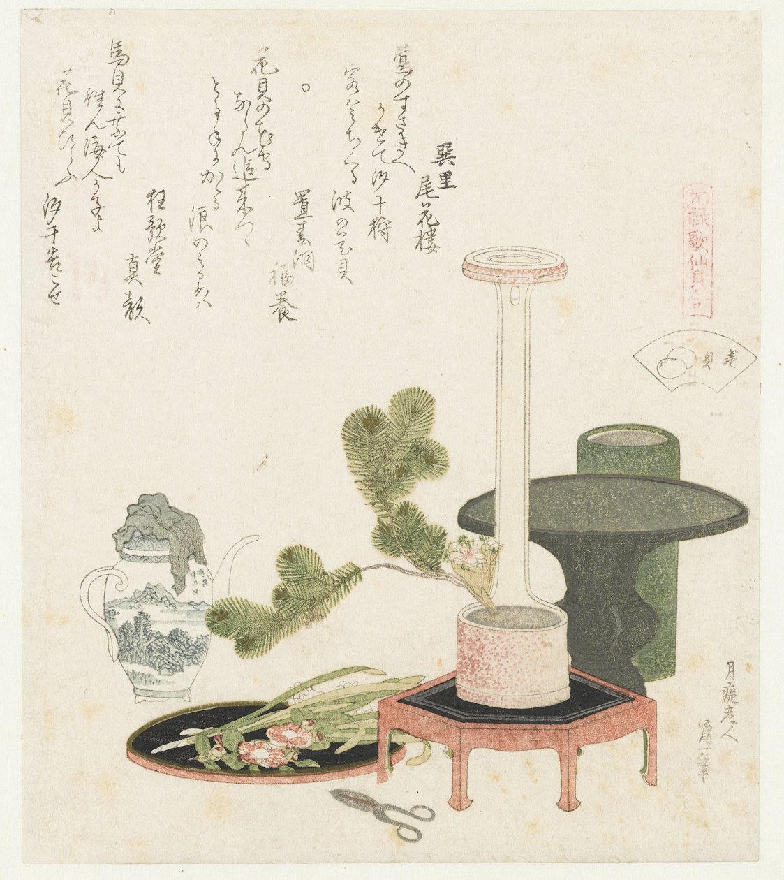 قذيفة زهرة Hanagai (العنوان على الكائن) مقارنة بين قصائد Genroku وقذائف (عنوان السلسلة) Genroku kasen kaiawase (عنوان السلسلة على الكائن) بواسطة كاتسوشيكا هوكوساي