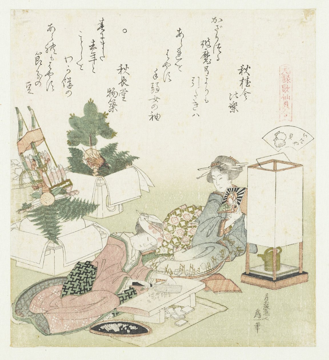 قذيفة السقف Itayagai (العنوان على الكائن) مقارنة بين قصائد Genroku وقذائف (عنوان السلسلة) Genroku kasen kaiawase (عنوان السلسلة على الكائن) بواسطة كاتسوشيكا هوكوساي