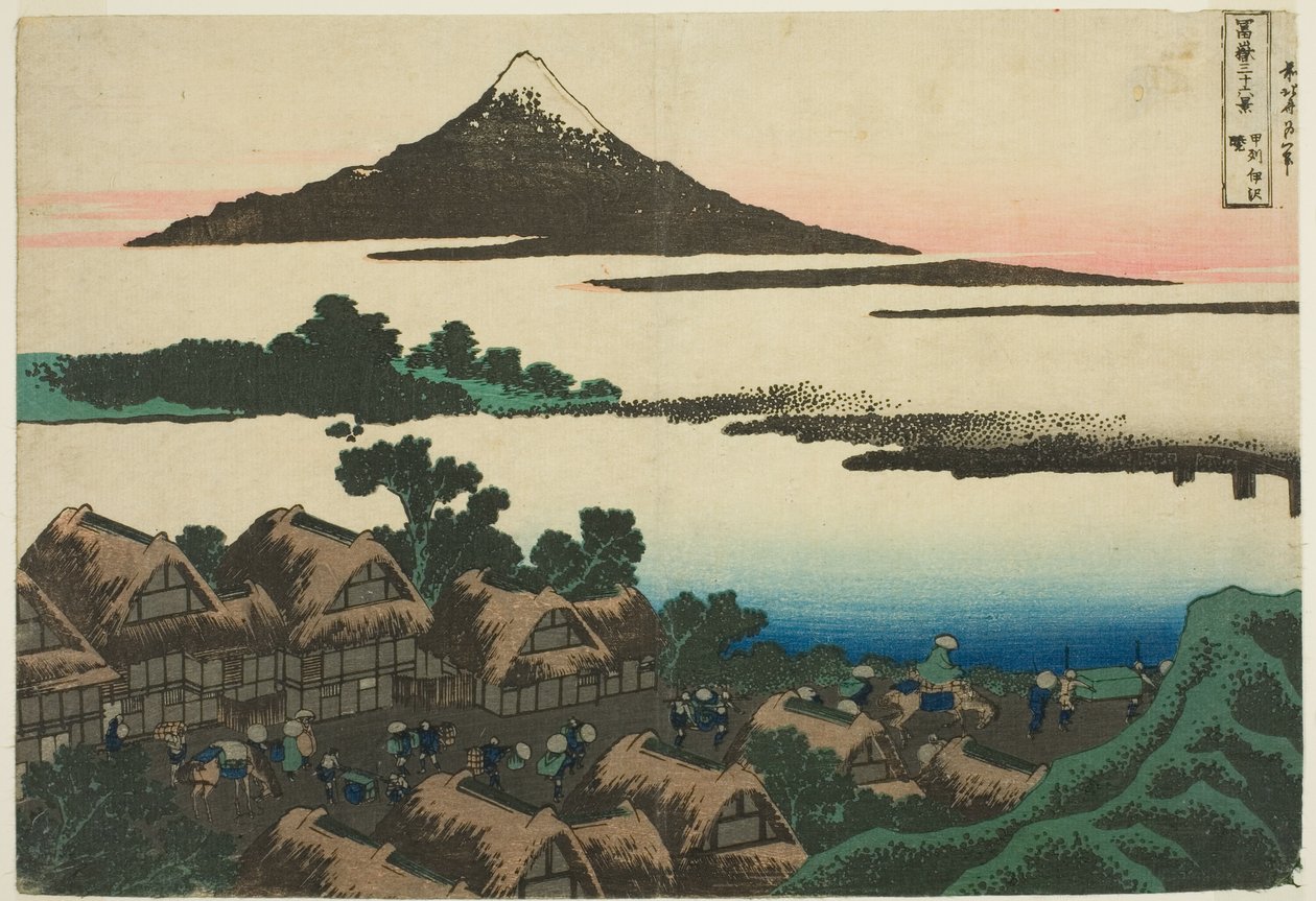 Dawn at Isawa Member Society P Rovinse (Furushu Isawa no Akatsuki) ، من Teseries `` Tierty x Views of mount Fuji (Fugaku Kasajirokukatsura) " بواسطة كاتسوشيكا هوكوساي