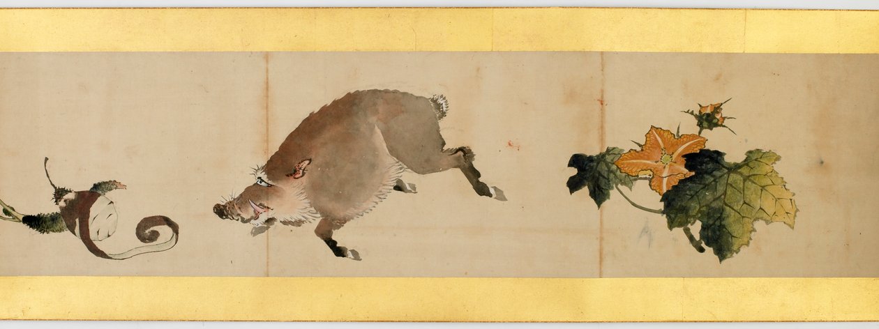 تفاصيل Handscroll مع صور متنوعة ، فترة إيدو ، 1839 حبر ولون على الورق بواسطة كاتسوشيكا هوكوساي