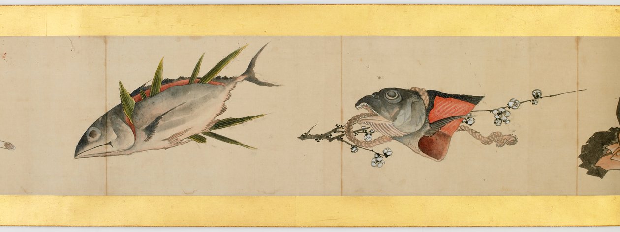 تفاصيل Handscroll مع صور متنوعة ، فترة إيدو ، 1839 حبر ولون على الورق بواسطة كاتسوشيكا هوكوساي