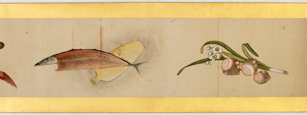 تفاصيل Handscroll مع صور متنوعة ، فترة إيدو ، 1839 حبر ولون على الورق بواسطة كاتسوشيكا هوكوساي