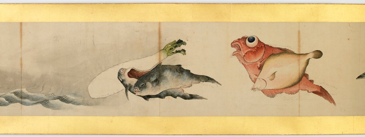 تفاصيل Handscroll مع صور متنوعة ، فترة إيدو ، 1839 حبر ولون على الورق بواسطة كاتسوشيكا هوكوساي
