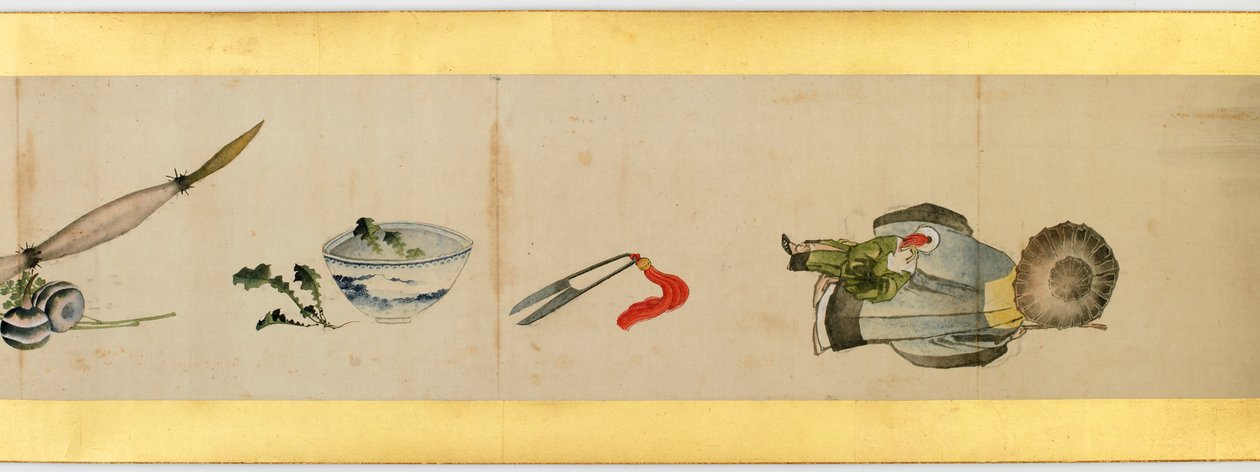 تفاصيل Handscroll مع صور متنوعة ، فترة إيدو ، 1839 حبر ولون على الورق بواسطة كاتسوشيكا هوكوساي