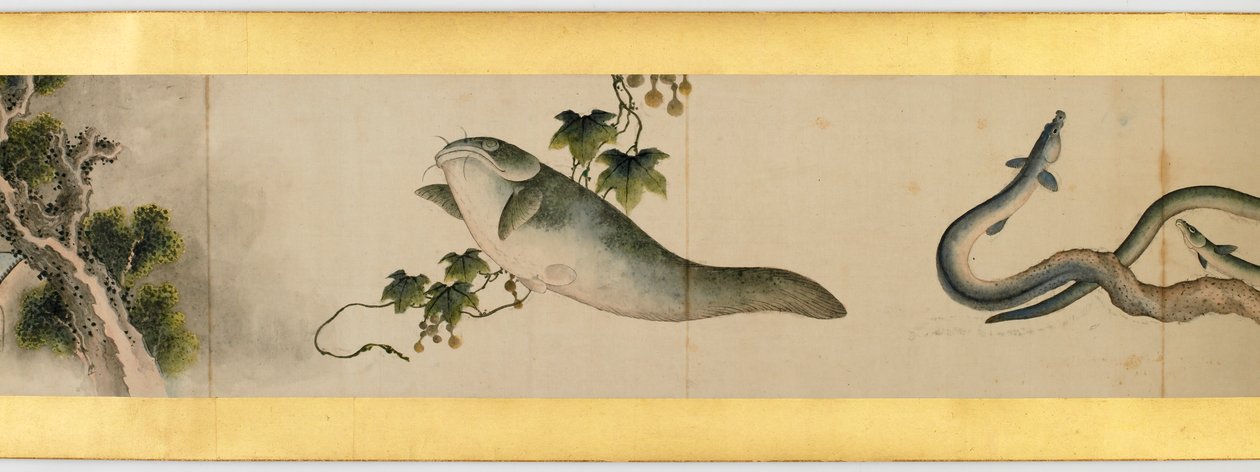 تفاصيل Handscroll مع صور متنوعة ، فترة إيدو ، 1839 حبر ولون على الورق بواسطة كاتسوشيكا هوكوساي