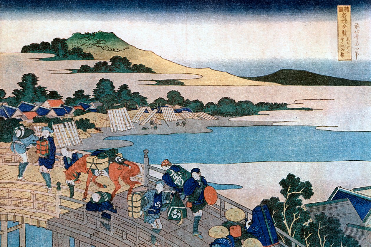جسر فوكوي ، مقاطعة إيكيزين ، c1785-1849. بواسطة كاتسوشيكا هوكوساي