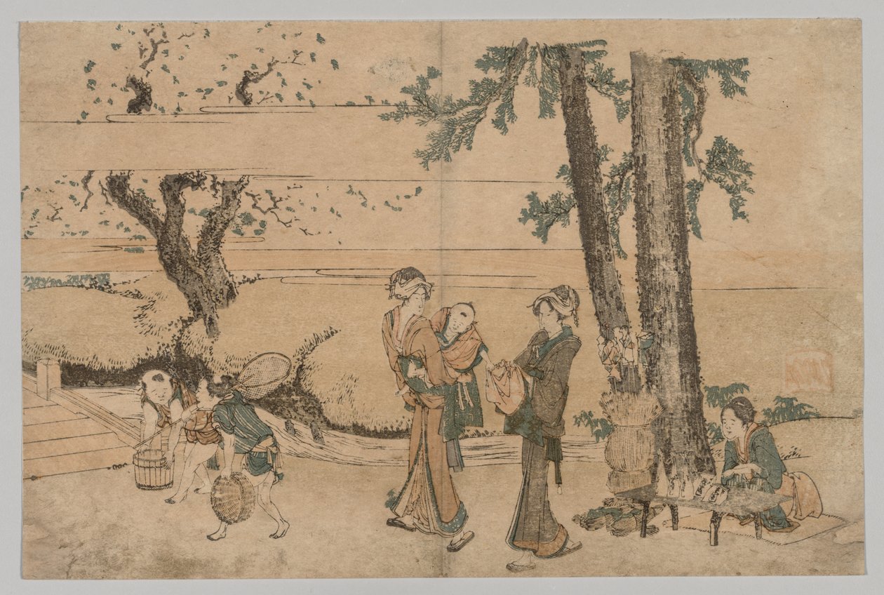 مجموعة شخصيات بالقرب من بروك ، 1760-1849. بواسطة كاتسوشيكا هوكوساي