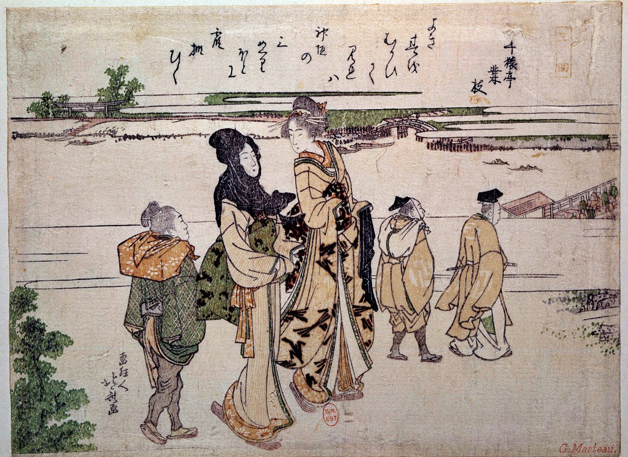 النزهة بجانب الماء. مطبوعات كاتسوشيكا هوكوساي (1760-1849) القرن التاسع عشر. باريس ، ب. بواسطة كاتسوشيكا هوكوساي