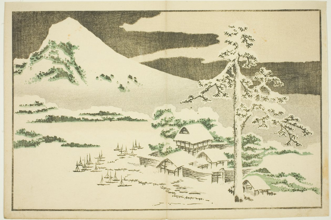 جبل فوجي في الشتاء ، من الكتاب المصور للوحات الواقعية لهوكوساي (Hokusai shashin gafu) بواسطة كاتسوشيكا هوكوساي