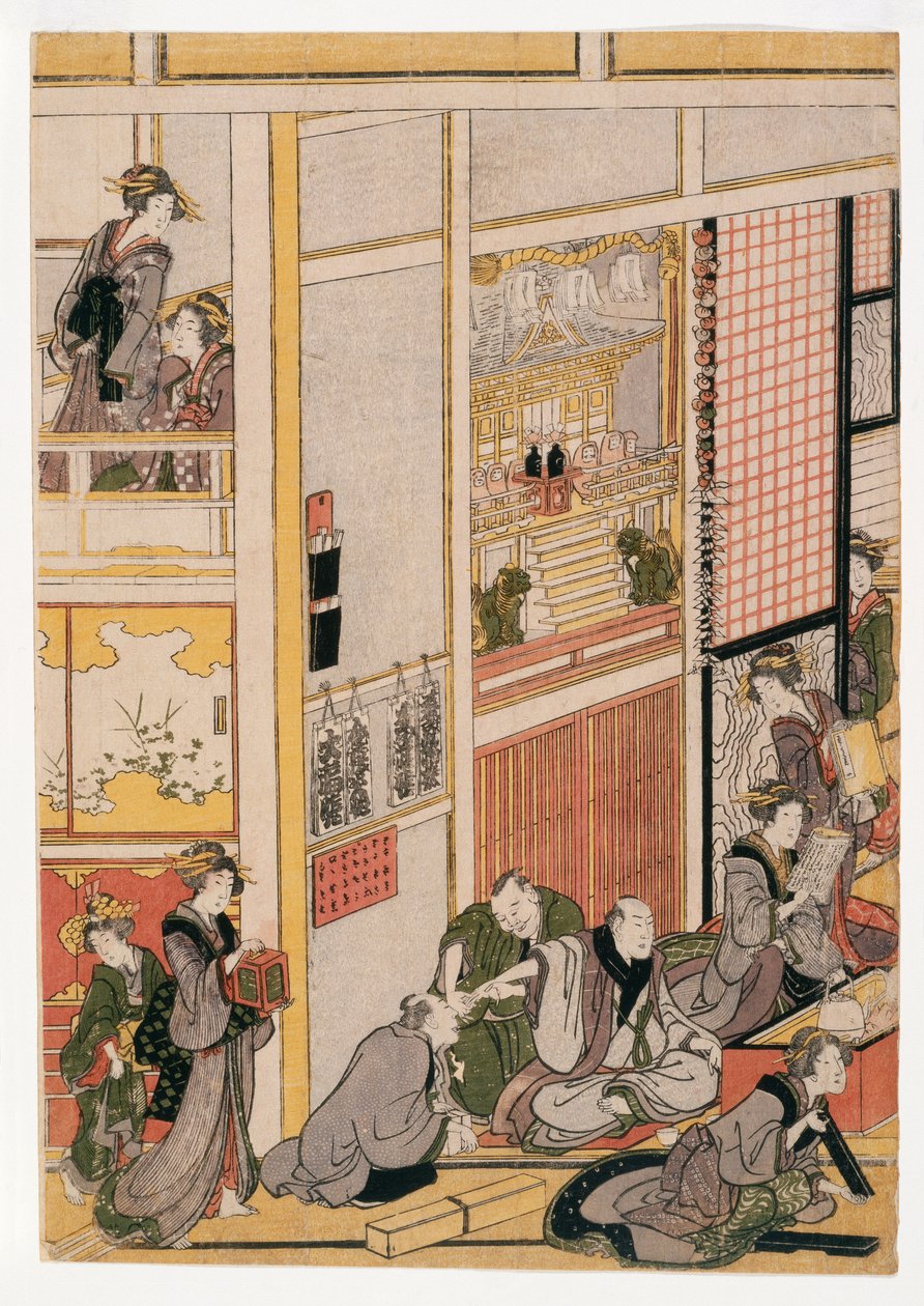 أيام رأس السنة الجديدة من Teahouse Ogi-ya ، c.1810 (مطبوعات خشبية) (انظر أيضًا 406533 و 406535 و 406536) بواسطة كاتسوشيكا هوكوساي