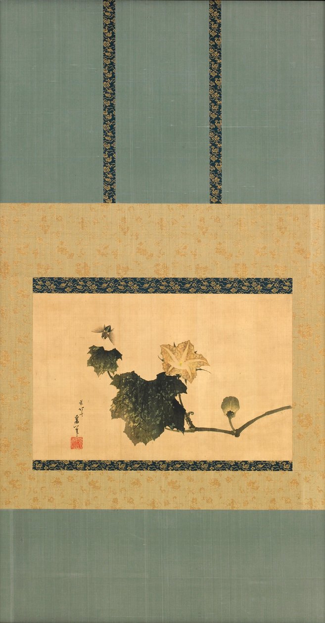اليقطين و الكرمة و ذبابة الحصان ، فترة إيدو ، c.1825 (حبر و لون على الحرير) بواسطة كاتسوشيكا هوكوساي