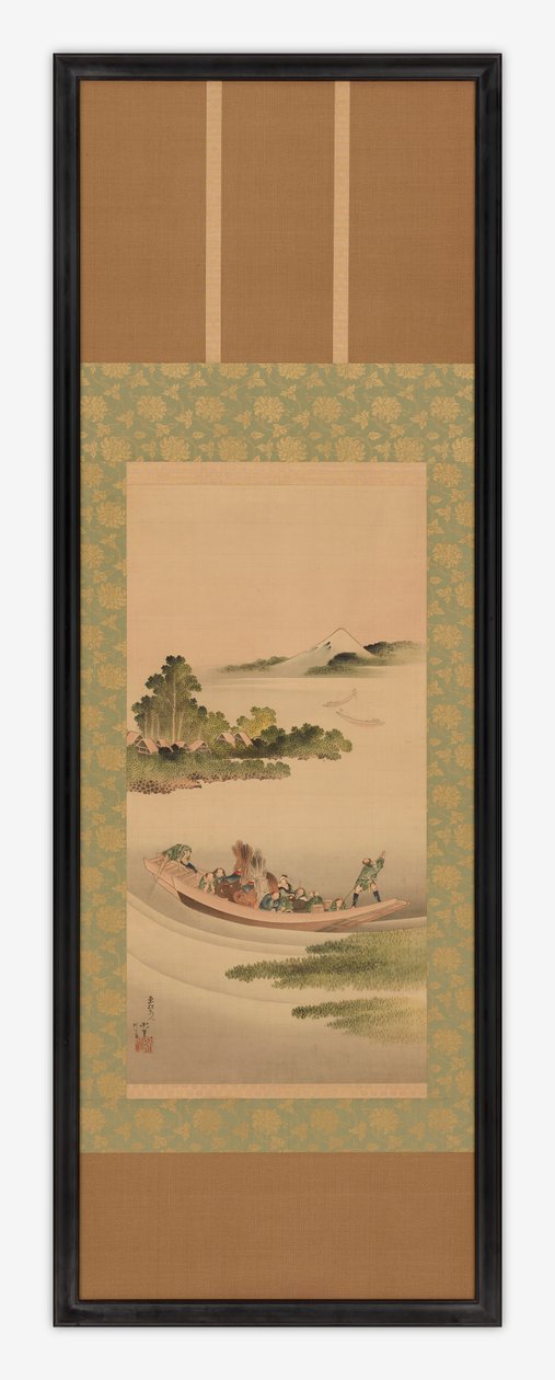 المناظر الطبيعية للنهر: العبارة وجبل فوجي ، فترة إيدو ، 1842. بواسطة كاتسوشيكا هوكوساي