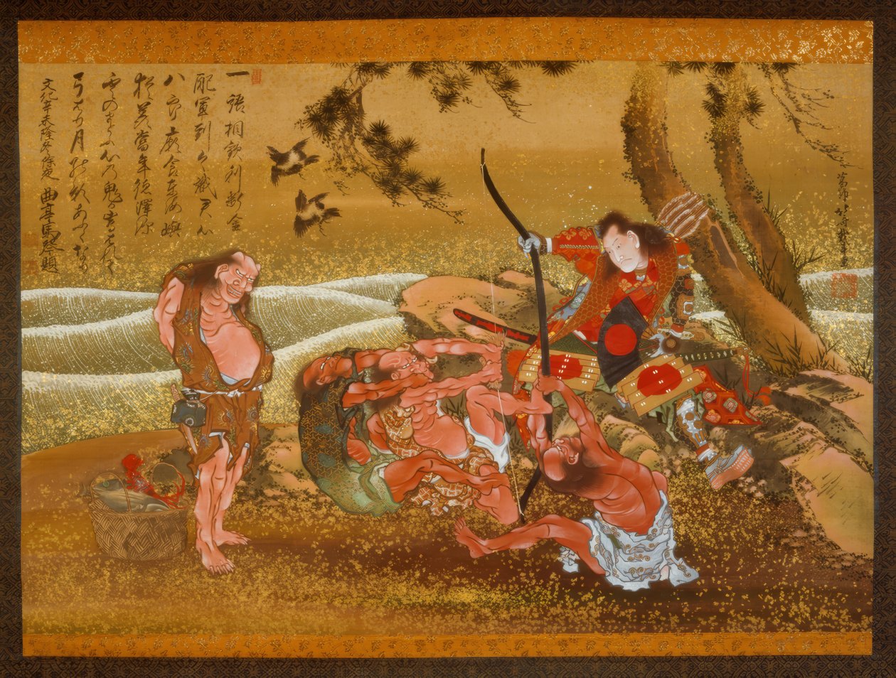 Tametomo والشياطين على Onigashima بواسطة كاتسوشيكا هوكوساي
