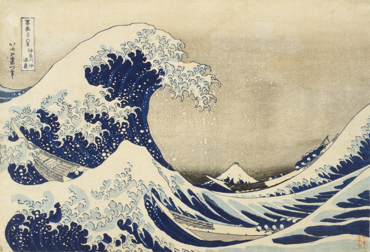 The Great Wave off Kanagawa ، c.1830 (طباعة لوح خشبي) بواسطة كاتسوشيكا هوكوساي