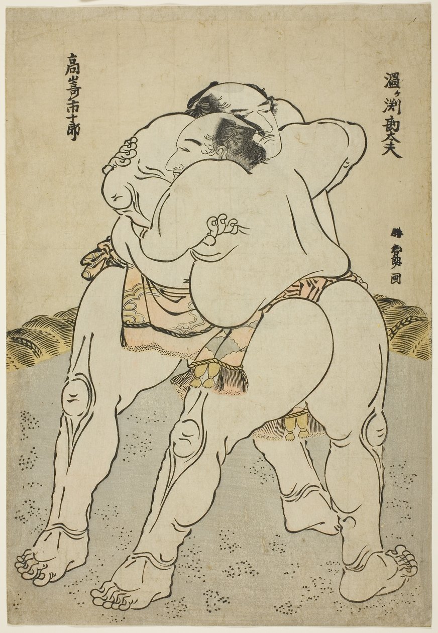 مصارعو تيسومو Uzugaen Kandayu جر د Kazuki Takasaki بواسطة كاتسوشيكا هوكوساي