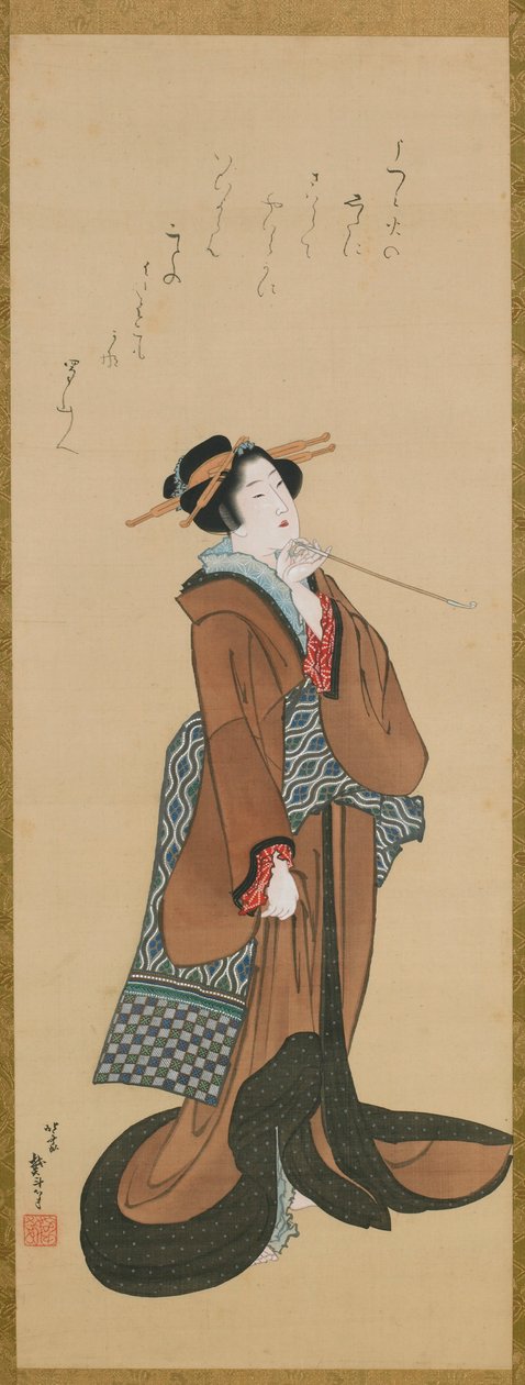امرأة تحمل أنبوب تبغ ، كاليفورنيا. 1814-1815. بواسطة كاتسوشيكا هوكوساي