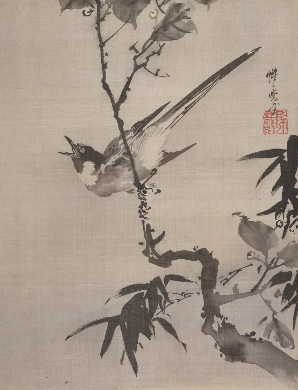 Singing Bird على فرع ، كاليفورنيا. 1887. بواسطة كوانابي كيوساي