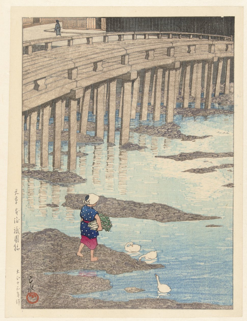 جسر غيون في هوندو في أماكوسا Amakusa Hondo Gionbashi (العنوان على الجسم) اختيار وجهات نظر اليابان (عنوان المسلسل) نيهون فوكي سينشو (عنوان المسلسل) بواسطة Kawase Hasui