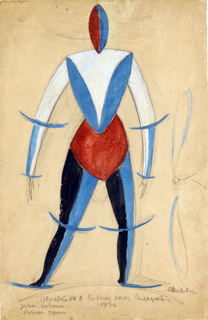 طيار. تصميم أزياء الأوبرا انتصار فوق الشمس بواسطة A. Kruchenykh par Malevich ، Kasimir Severinovich (1878-1935) بواسطة كازيمير سيفرينوفيتش ماليفيتش