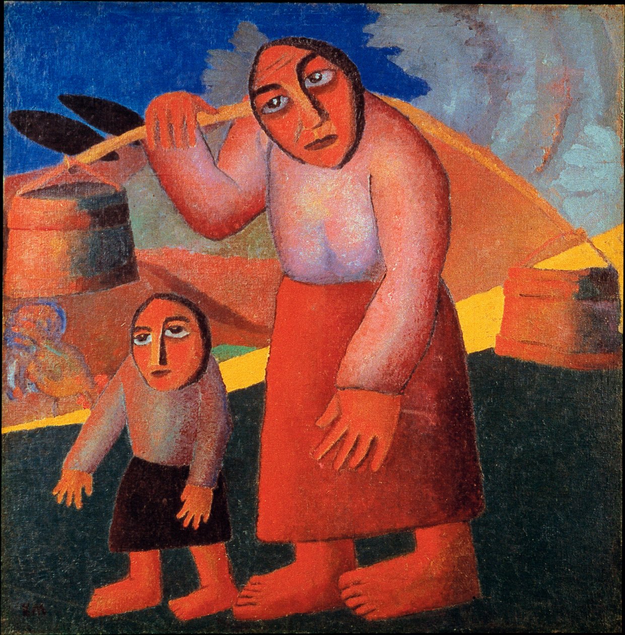 فلاح مع دلاء رسم لكاسيمير ماليفيتش (ماليفيتش ، ماليفيتش) (1878-1935) 1911 صن. 173x73 سم أمستردام ، متحف ستيديليك بواسطة كازيمير سيفرينوفيتش ماليفيتش
