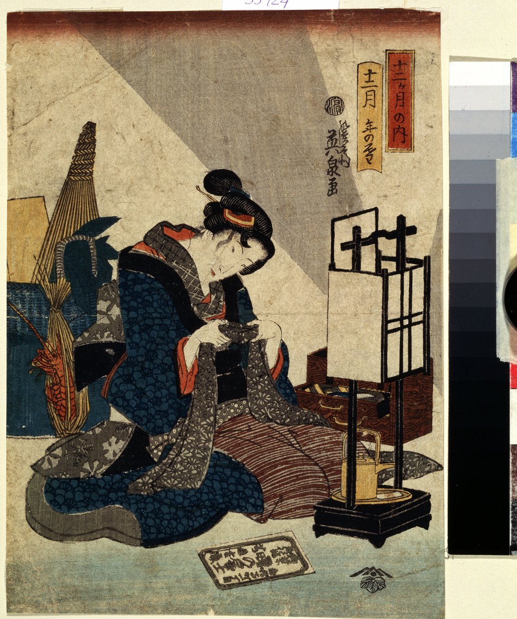 سلسلة اثني عشر شهرًا: "" نهاية الشهر الثاني عشر "" طباعة (Ukiyo-e) بواسطة Keisai Eisen (1790-1848) 1840-1848 متحف بوشكين في موسكو بواسطة الحديد Keisai