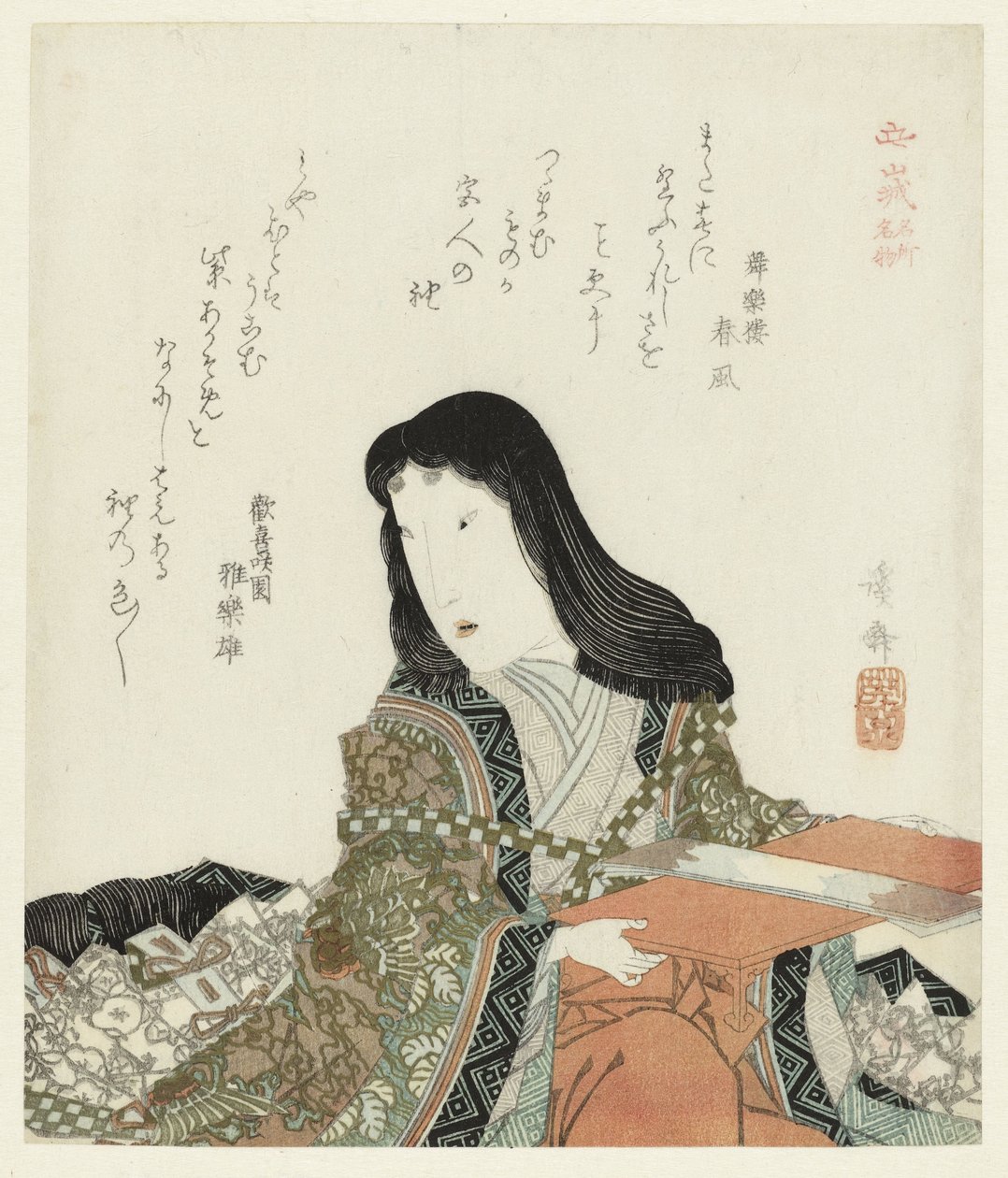 راكعة امرأة الأماكن والمنتجات الشهيرة في مقاطعة ياماشيرو (عنوان المسلسل) Yamashiro Meisho Meibutsu (عنوان المسلسل على الكائن) بواسطة الحديد Keisai