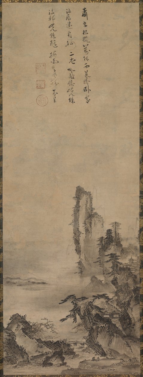 Lonely Temple و Towering Cliff ، ج. 1480. بواسطة كينكو شوكي