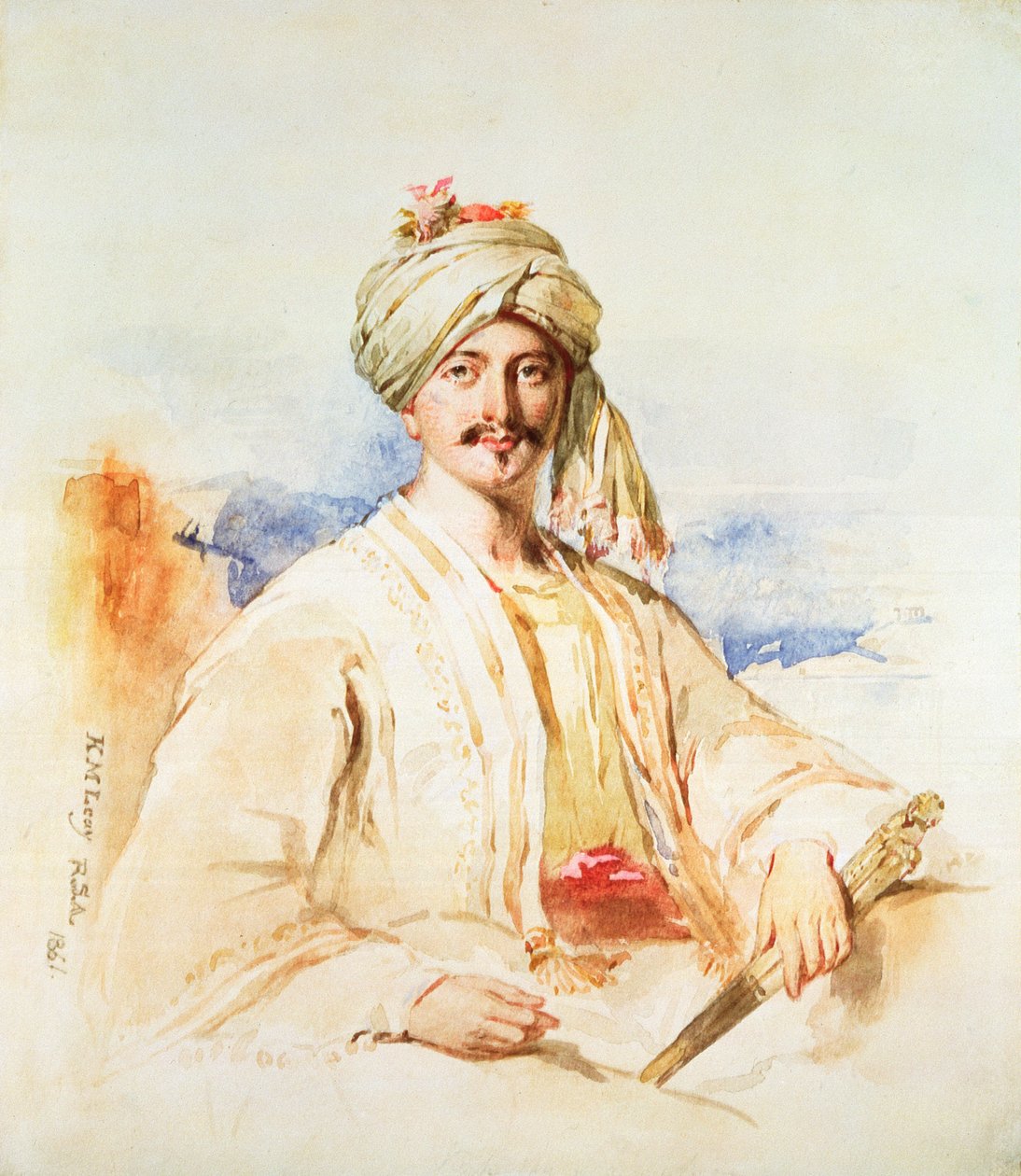 صورة لرجل في الزي الشرقي ، 1861 (ألوان مائية على ورق) بواسطة كينيث ماكلي