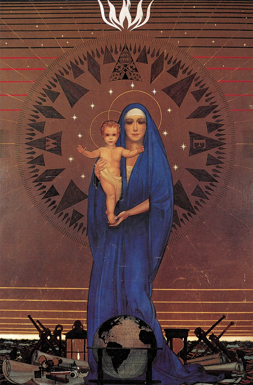 مادونا من المحيط الأطلسي ، غرفة الرسم فئة المقصورة ، كوين ماري أوشن لاينر ، حوالي عام 1934 (زيت على ورق الذهب) بواسطة كينيث شوسميث