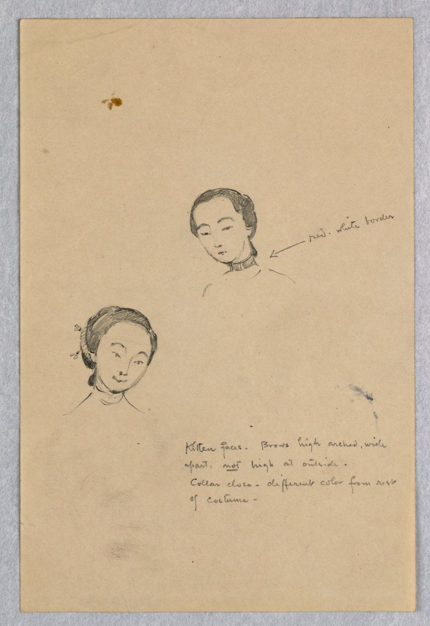 رسم تخطيطي لرأستين لشخصية صينية في "زواج المحيط الأطلسي والمحيط الهادئ" ، جدارية في مبنى الكابيتول بولاية ويسكونسن ، ماديسون ، ويسكونسن بواسطة كينيون كوكس