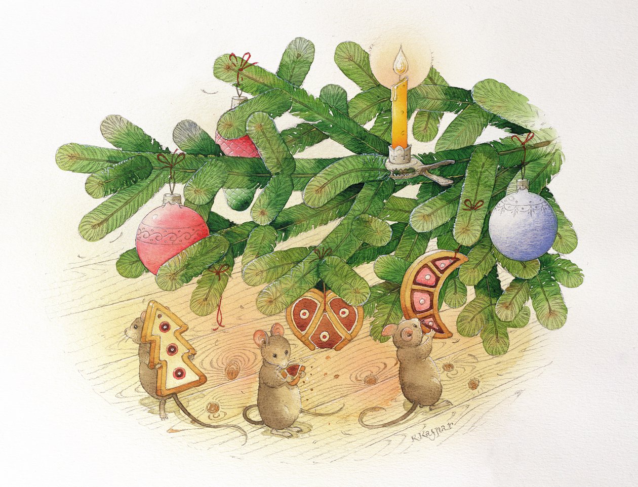 شجرة عيد الميلاد والفئران ، 1999 (مرحاض على ورق) بواسطة Kestutis Kasparavicius
