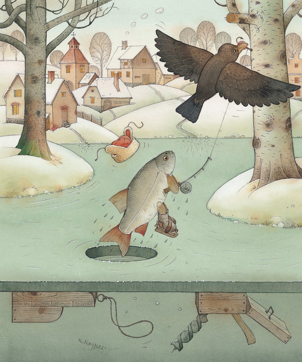صيد الأسماك ، 2003 (مرحاض على ورق) بواسطة Kestutis Kasparavicius