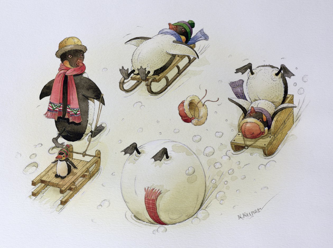 البطاريق زلاجات 1999 (مرحاض على ورق) بواسطة Kestutis Kasparavicius
