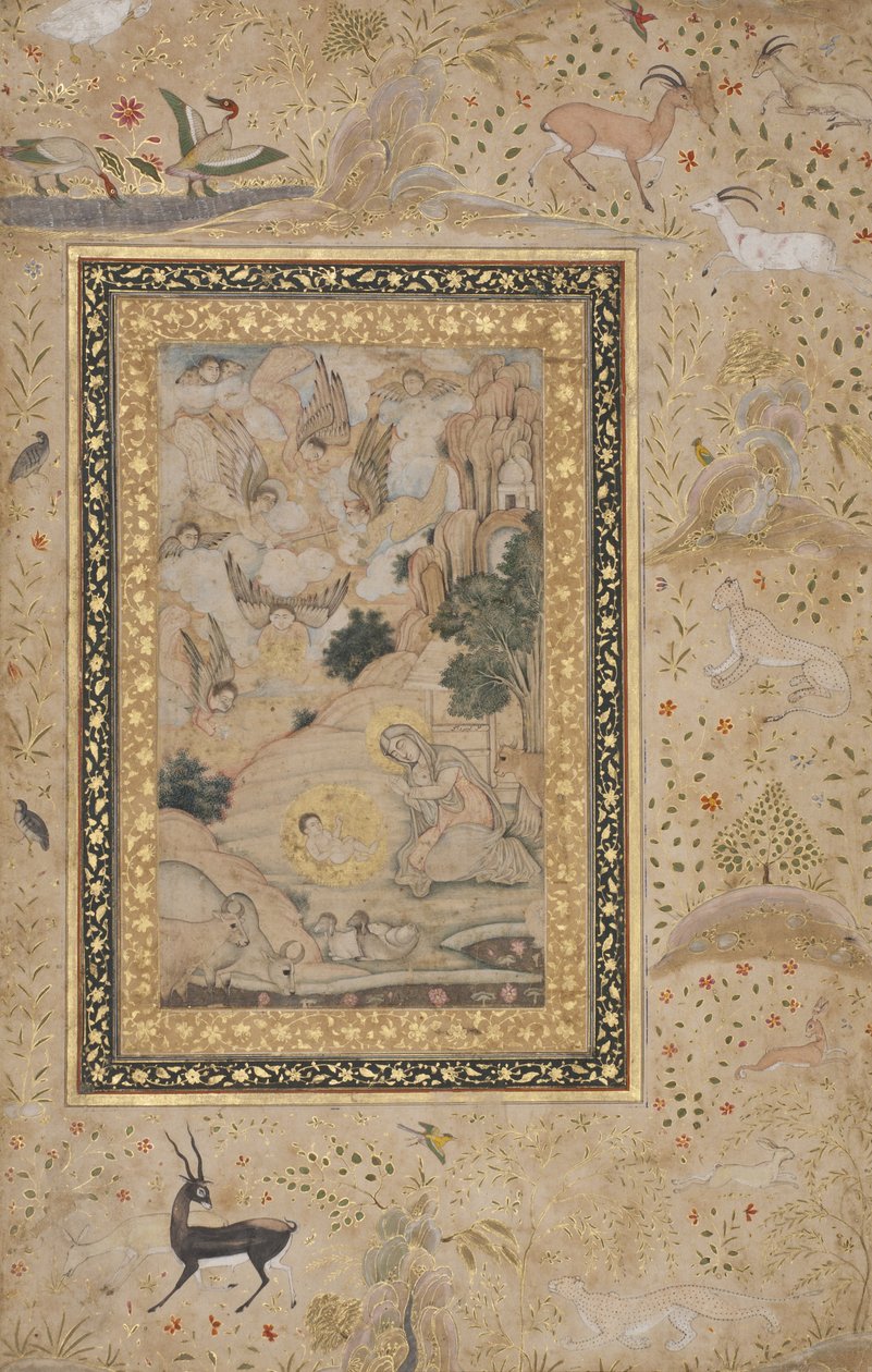 مريم العذراء تعشق الطفل المسيح ، c.1620-30 (مرحاض غير شفاف وذهب على ورق) بواسطة Kesu That