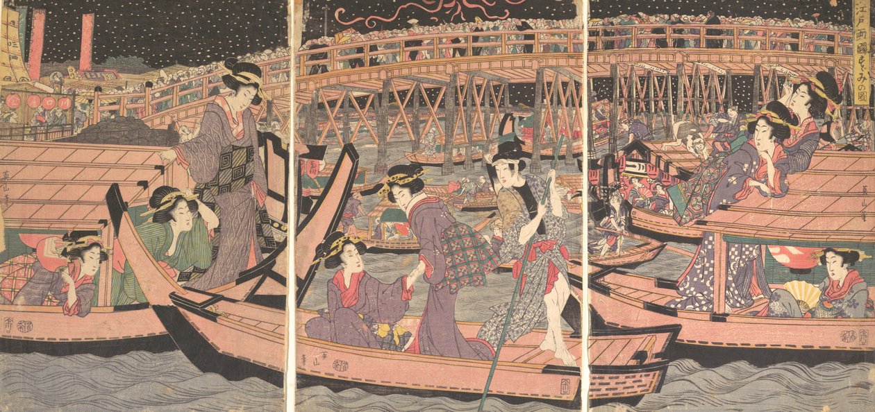 التبريد في Ryogoku في إيدو ، أوائل منتصف القرن التاسع عشر بواسطة Kikugawa Eizan