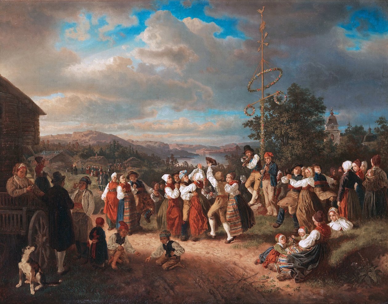 الرومانسية: رقص منتصف الصيف في Raettvik par Zoll ، كيليان كريستوفر (1818-1860) بواسطة عادات كيليان كريستوفر
