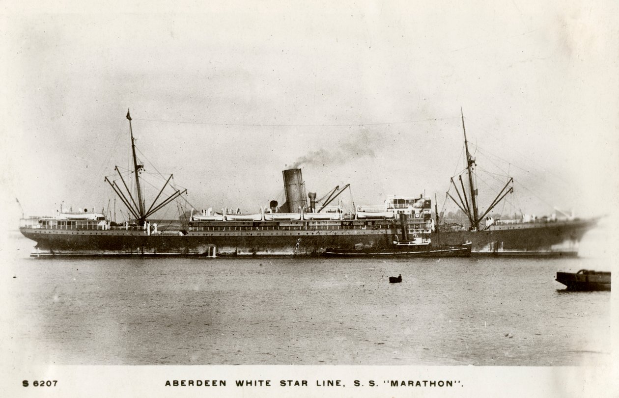 SS "ماراثون" ، باخرة أبردين وايت ستار لاين ، c1903-c1920. بواسطة Kingsway